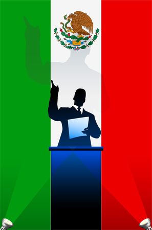 Mexico  flag with political speaker behind a podium 
Original  illustration. Ideal for national pride concepts.の写真素材