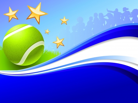 Tennis Ball on Abstract Wave Backgroundのイラスト素材