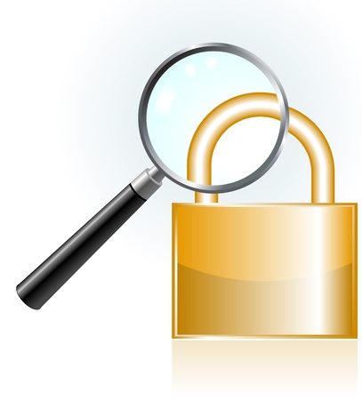 Lock under magnifying glassのイラスト素材
