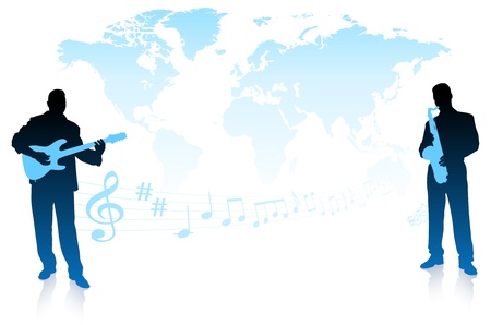 Musical Band on World Background
Original Vector Illustration 
Musical Band Ideal for Live Music Conceptのイラスト素材