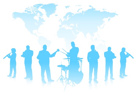 Musical Band on World Background
Original Vector Illustration 
Musical Band Ideal for Live Music Conceptのイラスト素材