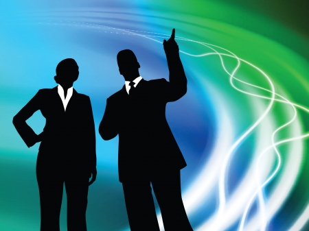 Business Couple on Abstract Liquid BackgroundOriginal Illustrationのイラスト素材