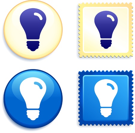 Light Bulb on Stamp and ButtonOriginal Vector IllustrationButtons Collectionのイラスト素材