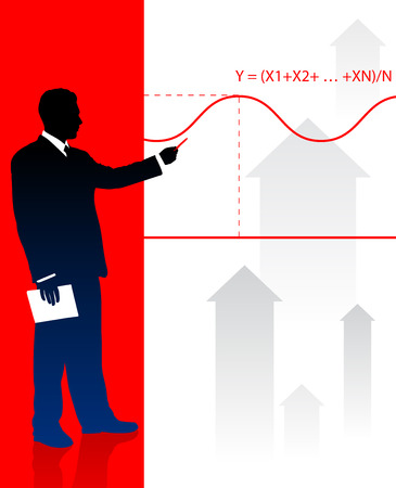 Businessman on Red and White Arrow BackgroundOriginal Illustrationのイラスト素材