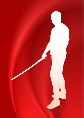 Karate Sensei with Sword on Flowing Silk Background
Original Illustrationのイラスト素材