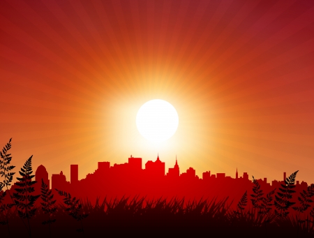 Sunset over city background
Original Vector Illustration 
Sunset background Ideal for Tropical Ideaのイラスト素材