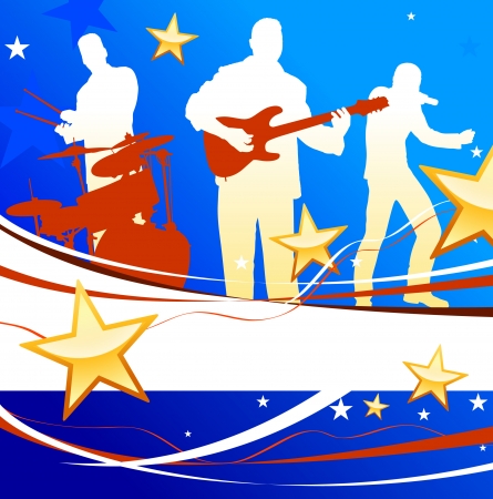 Musical Band on Patriotic BackgroundOriginal Vector Illustration Musical Band Ideal for Live Music Conceptのイラスト素材