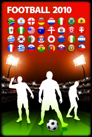Global 2010 Soccer Match with Stadium BackgroundOriginal Illustrationのイラスト素材