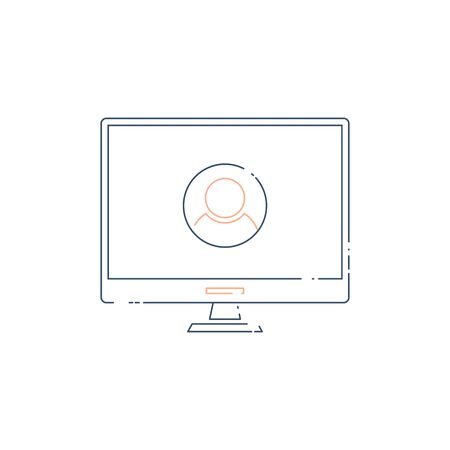 Profile Icon in computer. Modern online profile line icon.のイラスト素材