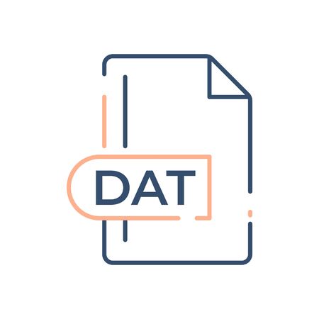 DAT File Format Icon. DAT extension line icon.のイラスト素材