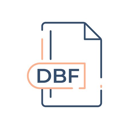 DBF File Format Icon. DBF extension line icon.のイラスト素材