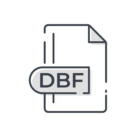 DBF File Format Icon. DBF extension line icon.のイラスト素材