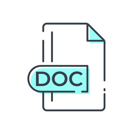 DOC File Format Icon. DOC extension line icon.のイラスト素材
