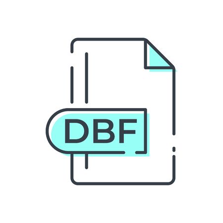 DBF File Format Icon. DBF extension line icon.のイラスト素材