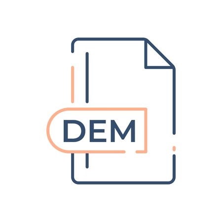DEM File Format Icon. DEM extension line icon.のイラスト素材