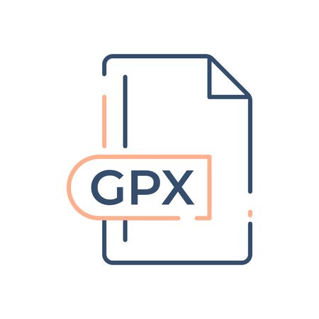 GPX File Format Icon. GPX extension line icon.のイラスト素材