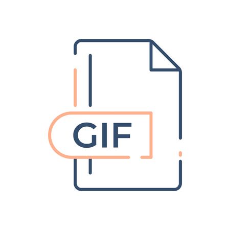 GIF File Format Icon. GIF extension line icon.のイラスト素材