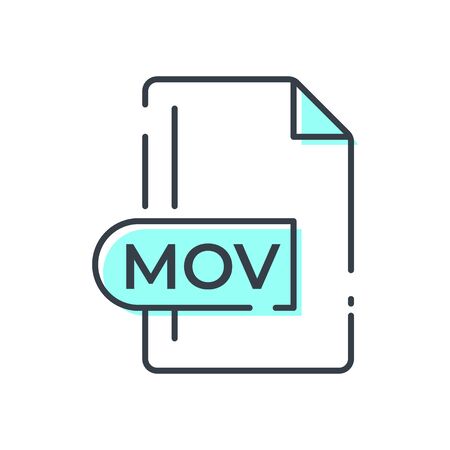 MOV File Format Icon. MOV extension line icon.のイラスト素材