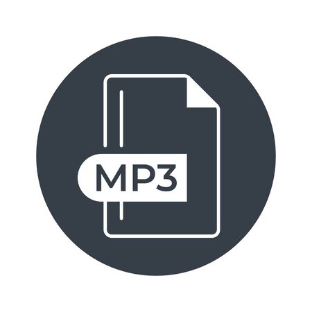 MP3 File Format Icon. MP3 extension filled icon.のイラスト素材