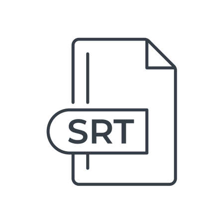 SRT File Format Icon. SRT extension line icon.のイラスト素材