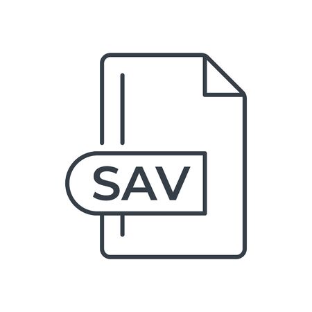 SAV File Format Icon. SAV extension line icon.のイラスト素材
