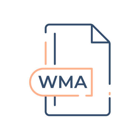 WMA File Format Icon. WMA extension line icon.のイラスト素材