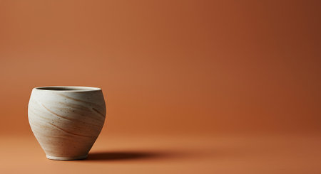 Ceramic vase on orange background. 3d rendering.の素材