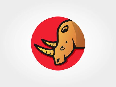 Rhino and Sun Vector Iconのイラスト素材