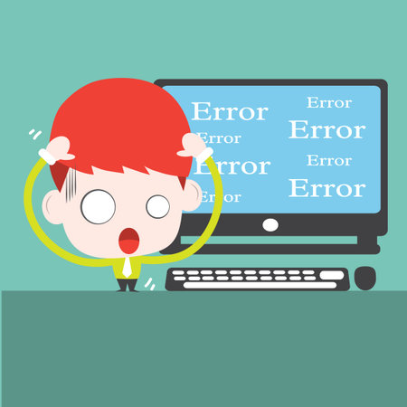 Computer is error,Vector cartoon businessのイラスト素材