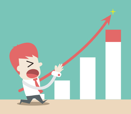 Businessman push up the graph ,Vector cartoon businessのイラスト素材
