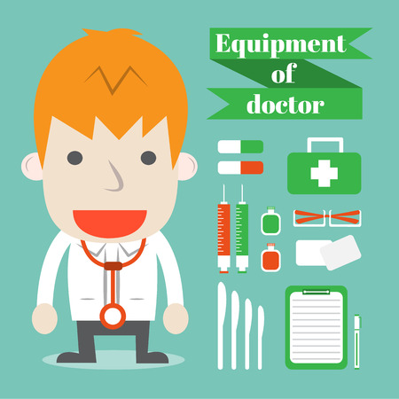Equipment of doctor,Vector cartoon businessのイラスト素材