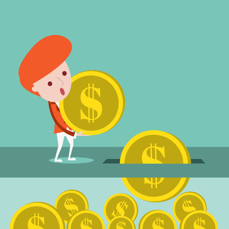 Businessman will saving money ,Vector cartoon businessのイラスト素材