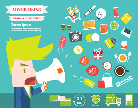 Advertising with businessman,Vector Infographic Elementsのイラスト素材