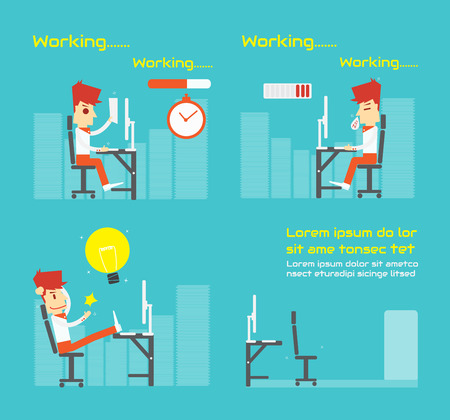 Work Hard , Vector cartoon businessのイラスト素材
