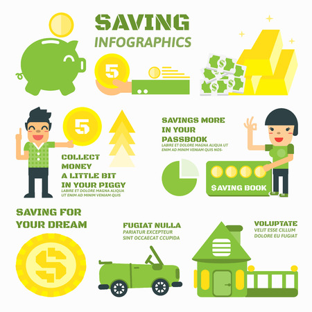 Saving Money,Vector Infographic Elementsのイラスト素材