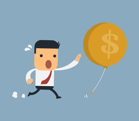 Businessman catching a balloon,Vector cartoon concept abstract businessのイラスト素材