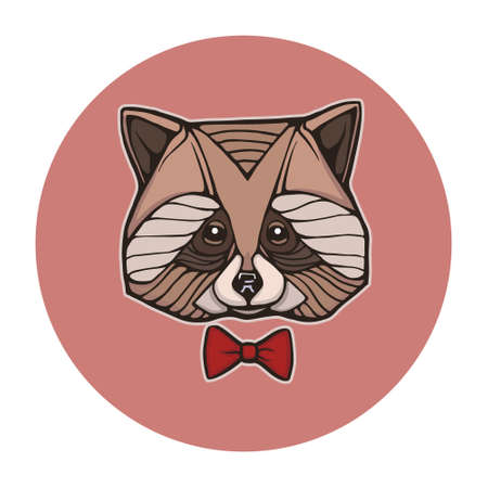 Hand drown vector illustration of cartoon raccoonのイラスト素材