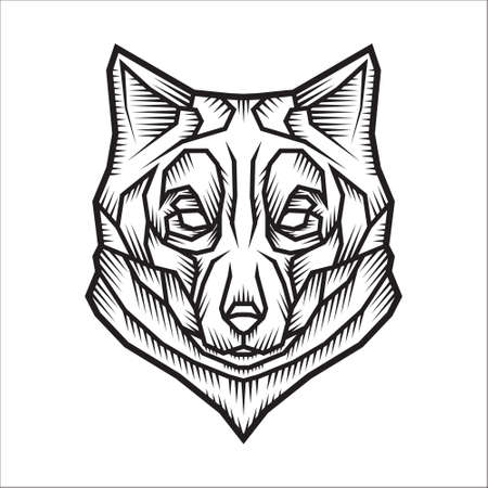 Stylized vector illustration of wolf's headのイラスト素材