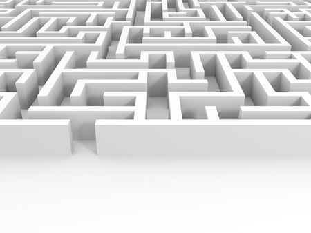 Entrance into the white maze. 3D illustration.の写真素材