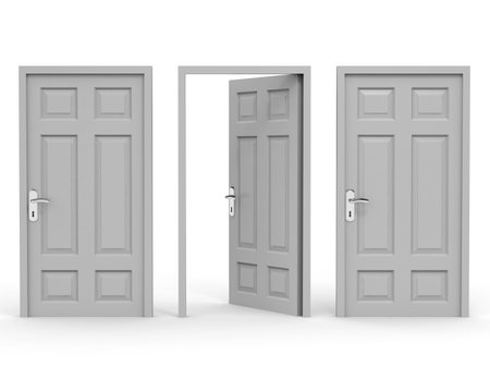 Exit Entrance Choice. 3D Illustration.の写真素材