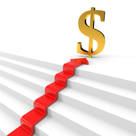Stair to wealth. Success concept. 3D illustration.の写真素材