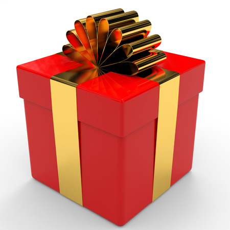 Cristmas gift on white background. 3D illustration.の写真素材