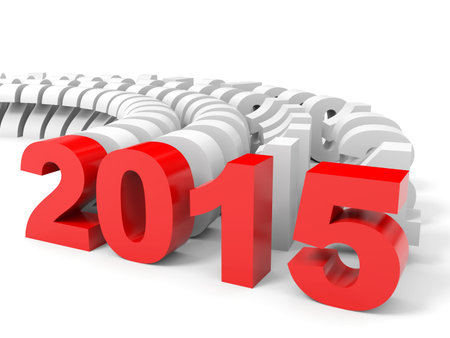 Happy new year 2015 on white backgriund. 3D illustration.