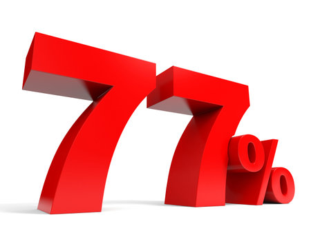 Red seventy seven percent off. Discount 77%. 3D illustration.