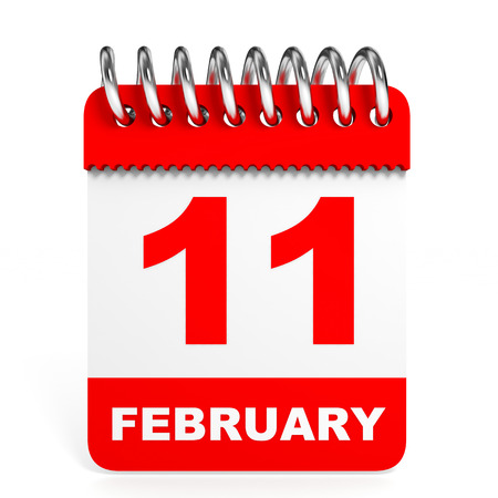 Calendar on white background. 11 February. 3D illustration.の写真素材
