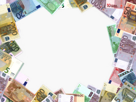 Different Euro bank notes on white background.の写真素材