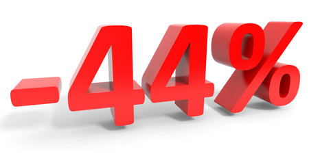Discount 44 percent off sale. 3D illustration.