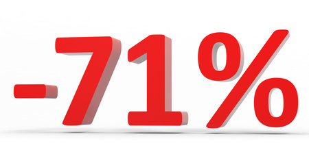 Discount 71 percent off sale. 3D illustration.