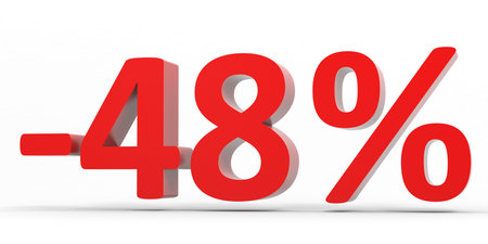 Discount 48 percent off sale. 3D illustration.