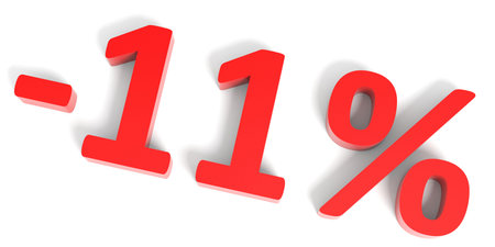 Discount 11 percent off sale. 3D illustration.
